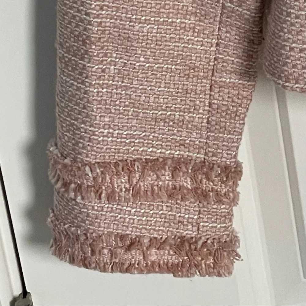 New! Karl Lagerfeld Paris Tweed Fringe Jacket pink nwt 29610 - Picture 9 of 16